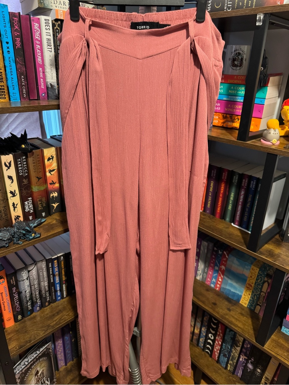 Wide-Leg flowy guaze pants in Dusty Rose